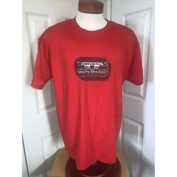 THE WHITE STRIPES (band) T-Shirt - Famous Blood Pills - Size XL - Red - Picture 1 of 3